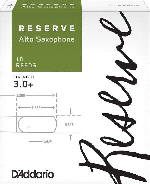 D Addario Reserve Alto Saxophone Reeds, Strength 3.0+, 10-pack Fashion