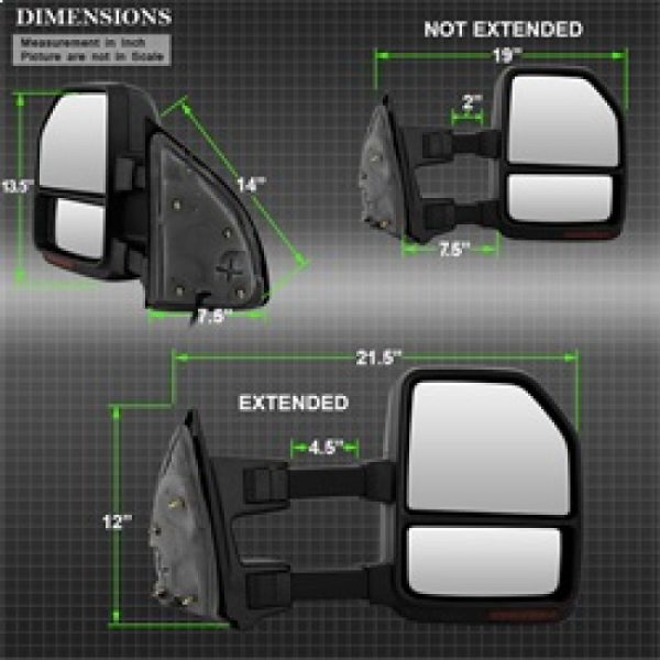 xTune 99-07 Ford Super Duty LED Telescoping Manual Mirrors - Smk (Pair) (MIR-FDSD99S-G4-MA-RSM-SET) Online Hot Sale