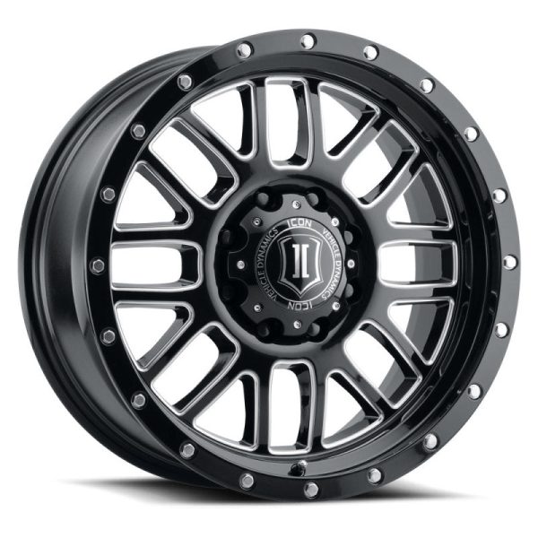 ICON Alpha 20x9 8x170 0mm Offset 5in BS Gloss Black Milled Spokes Wheel Cheap